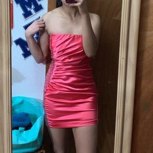 Hot pink strapless dress